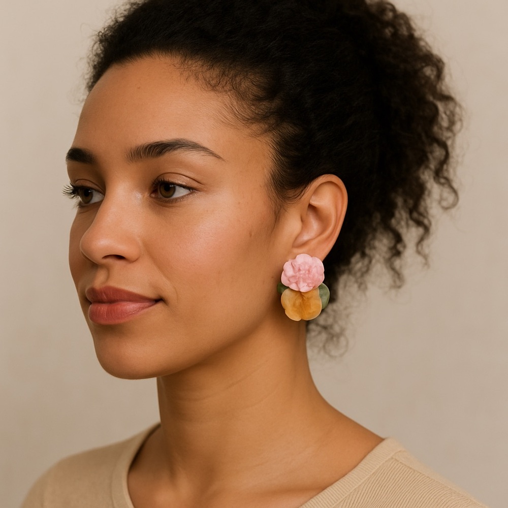 Floral Fabric Multicolor Earrings